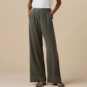 Vetta Capsule Olive Green Wide Leg Pant